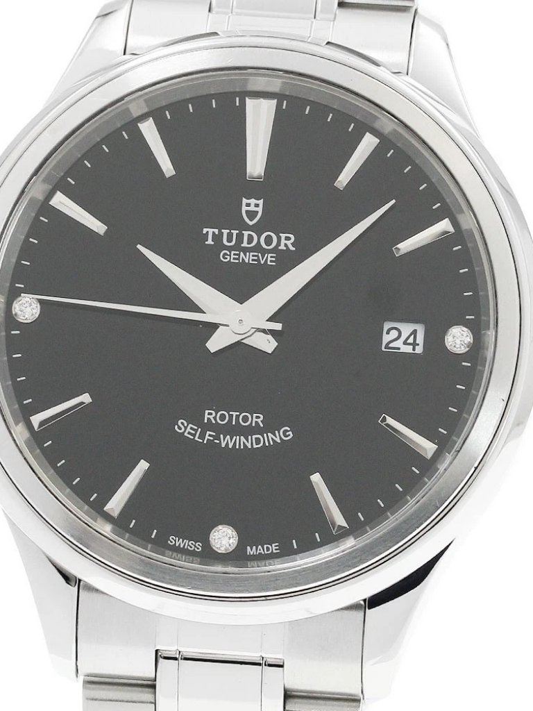 Tudor Style 12500 3p Diamond Black Dial Automatic Mens Watch